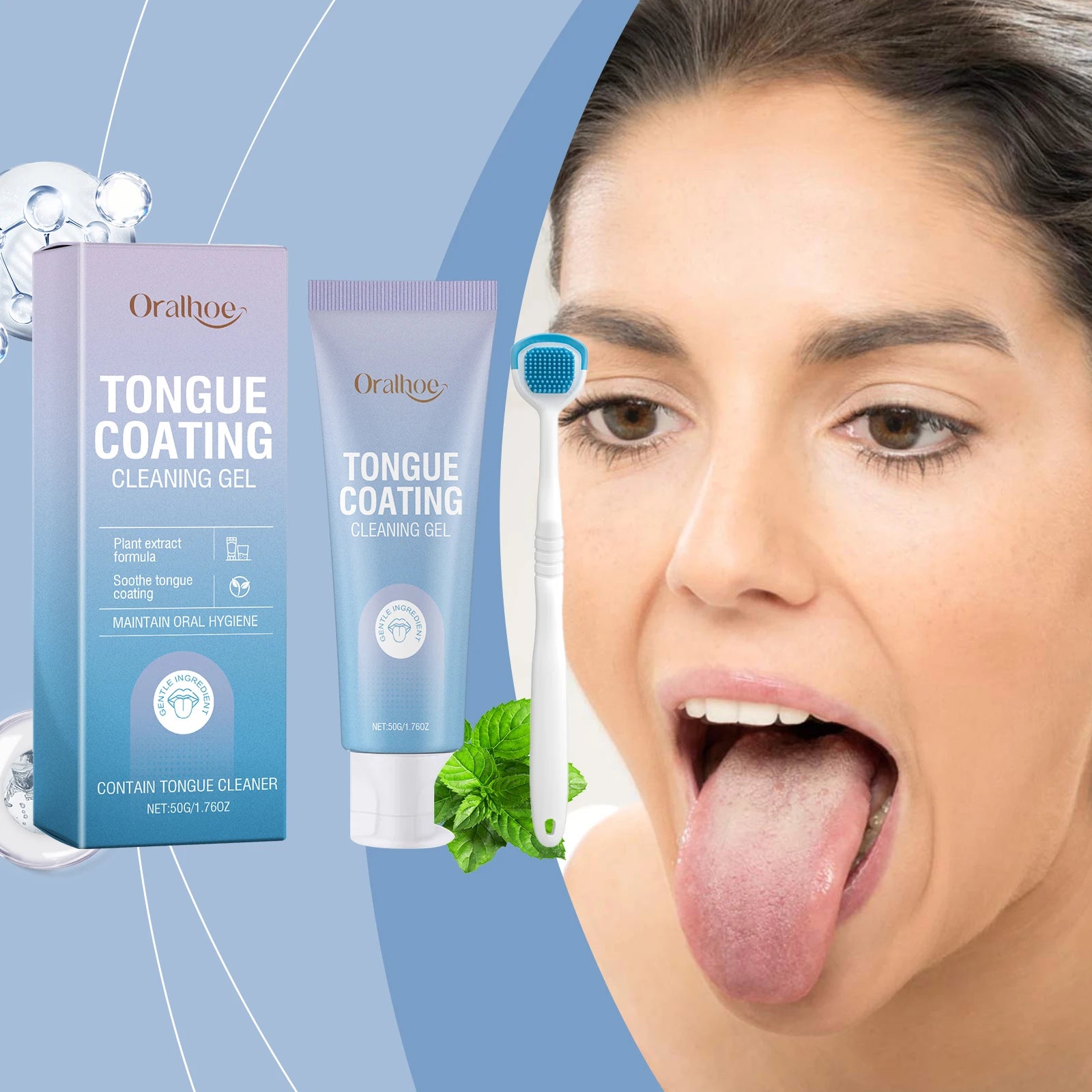 Tongue Cleaner Kit Remove Tongue Coating and Bad Breath for Daily Oral Hygiene Care - 9