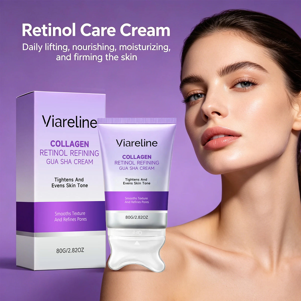Collagen Retinol Gua Sha Cream Firming Lifting Skincare for Women and Men Daily Facial Routine