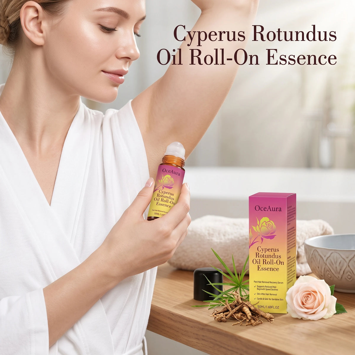 Cyperus Rotundus Roll On Essence Soothing Skin Repair for Women After Hair Removal Routine