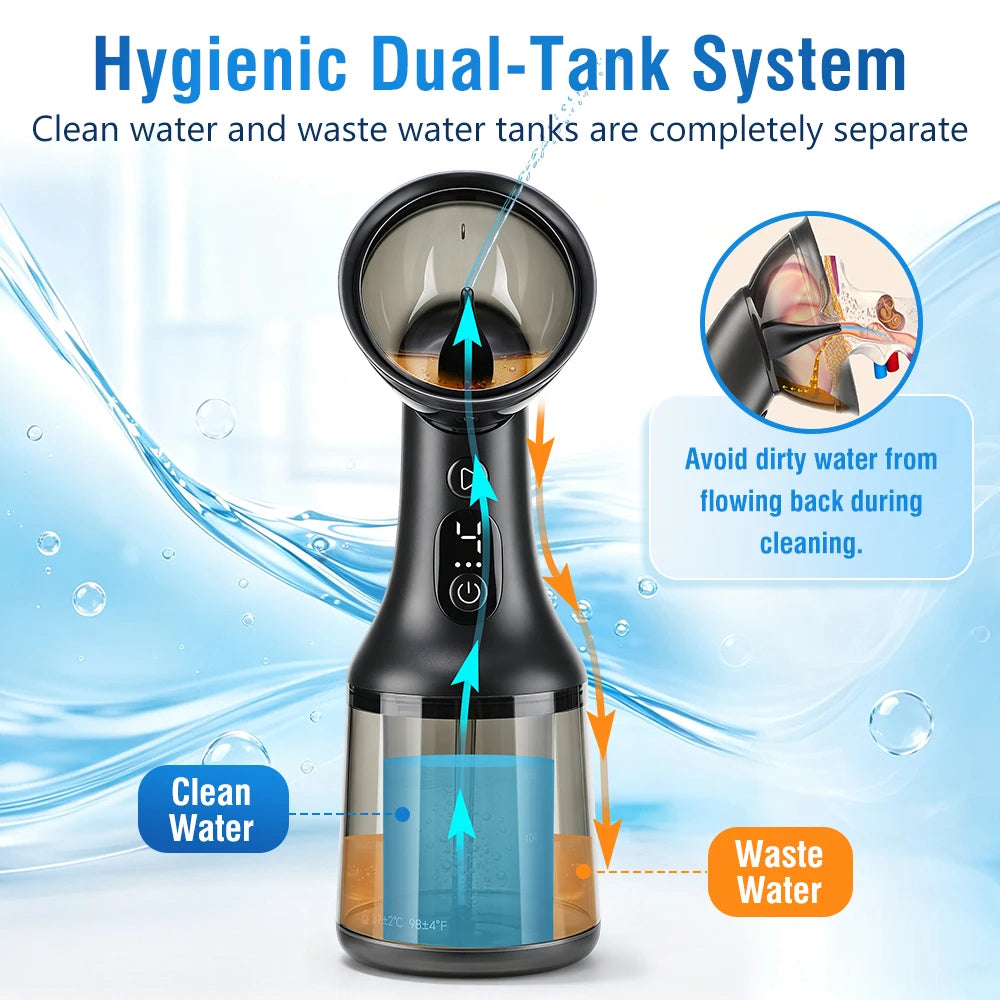 Ear Wax Removal Tool with Dual Water Tank System for Daily Home Ear Irrigation and Cleaning