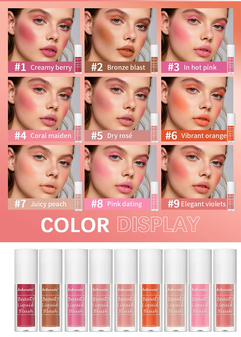Beauty Liquid Blush Highly Pigmented Long Lasting Tint for Everyday Face Makeup