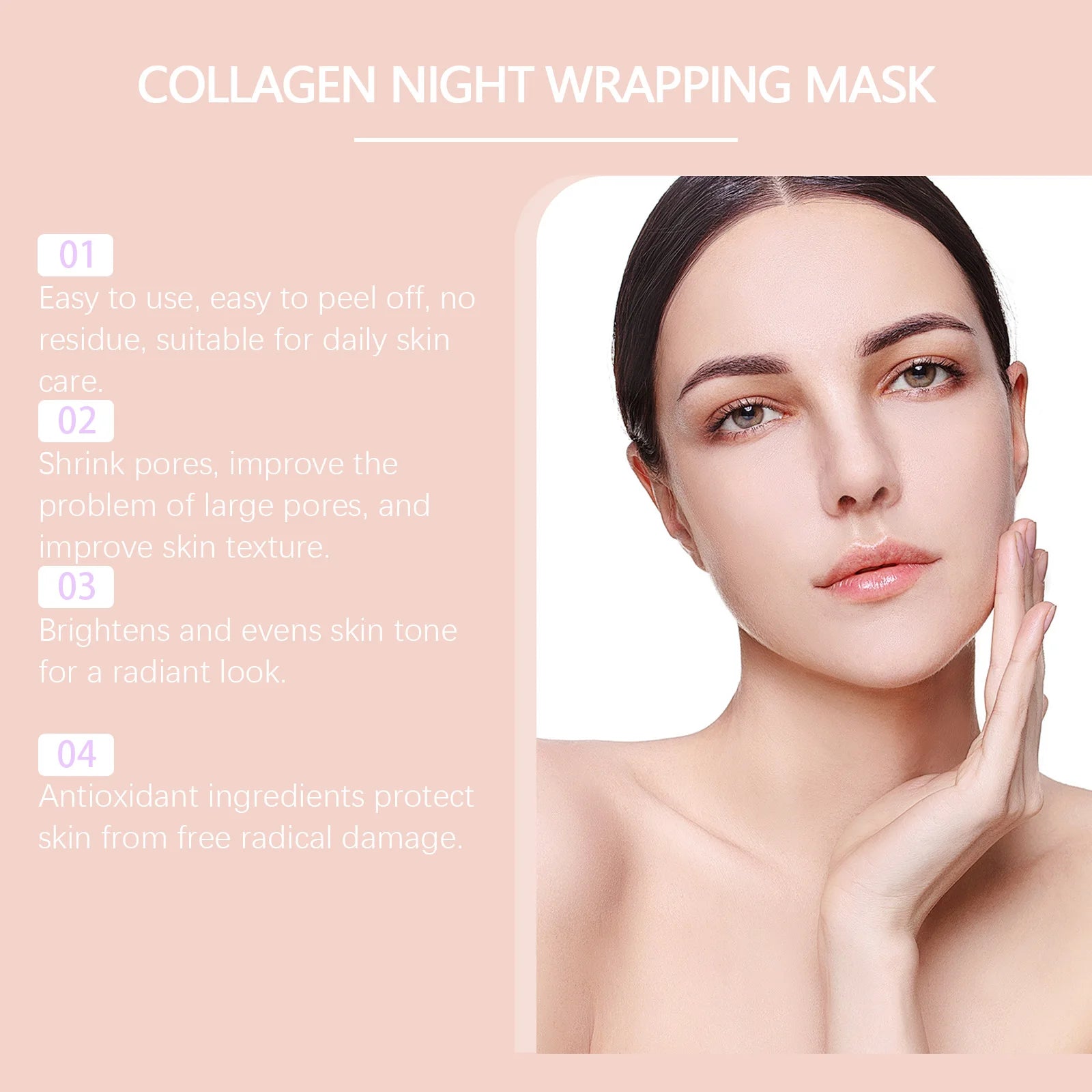Collagen Night Wrapping Mask Firming Peel Off Treatment for Unisex Face Care - 10