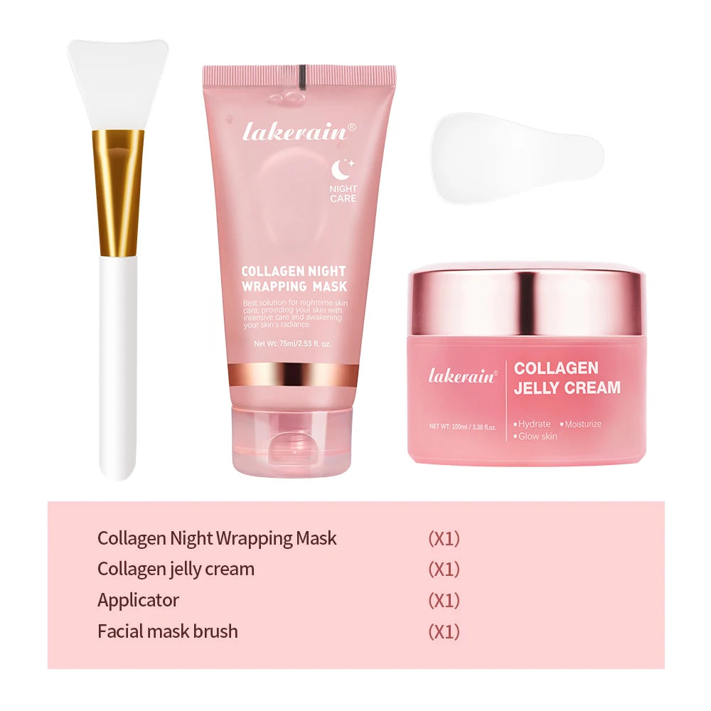 Collagen Night Wrapping Mask Hydrating Firming Peel Off Mask for Women during Bedtime Routine