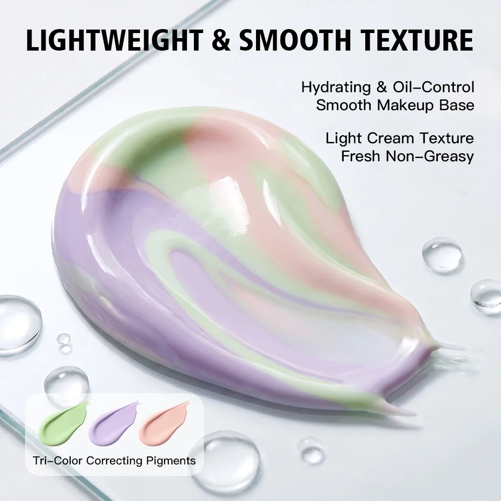 Three Color Face Primer Hydrating Moisturizing Base for Women Daily Makeup