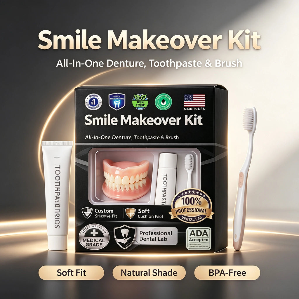Moldable Silicone Denture Set Natural False Teeth for Instant Smile Improvement at Home Use