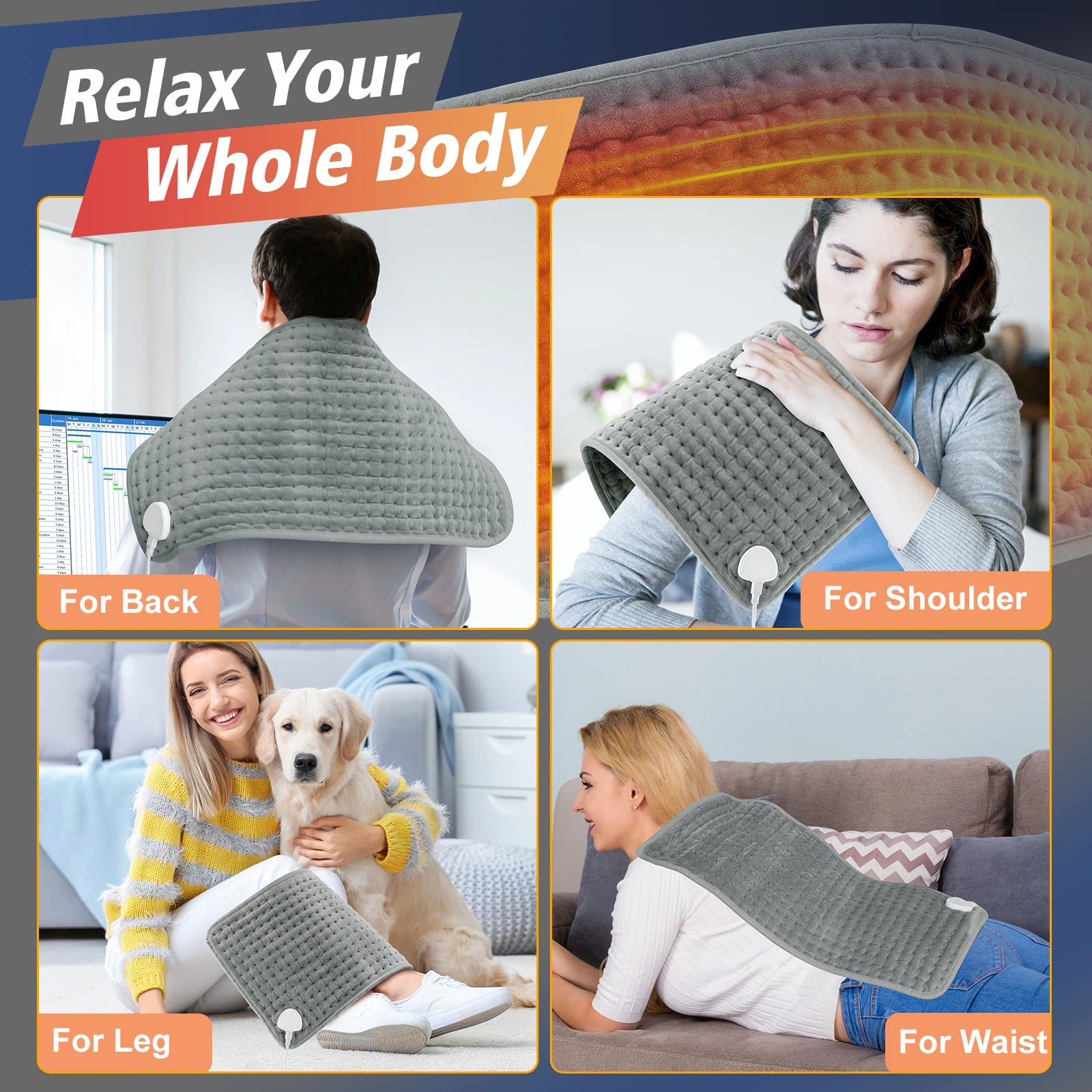 Electric Heating Pad with 9 Heat Settings and Timer for Home and Office Use During Winter - 5