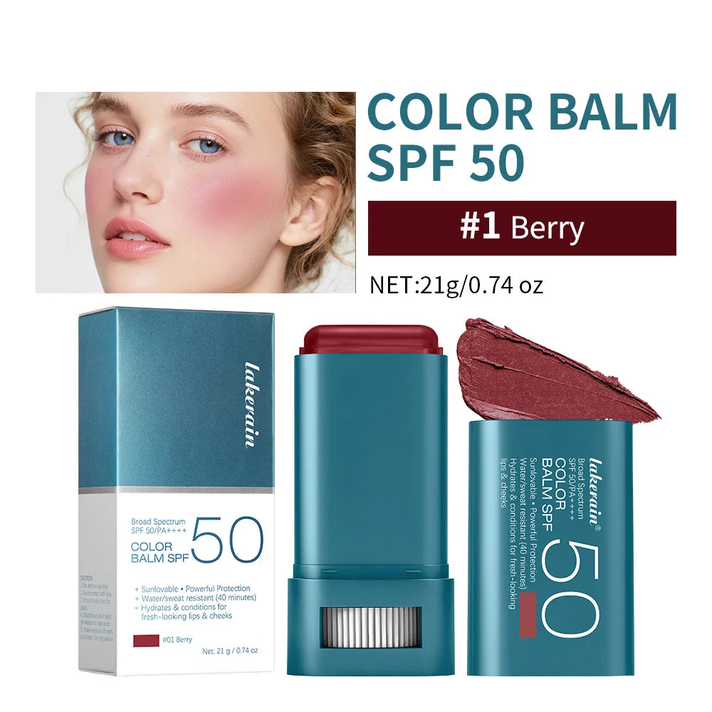 Color Balm SPF 50 Hydrating Blush Stick for Sensitive Skin and Daily Use