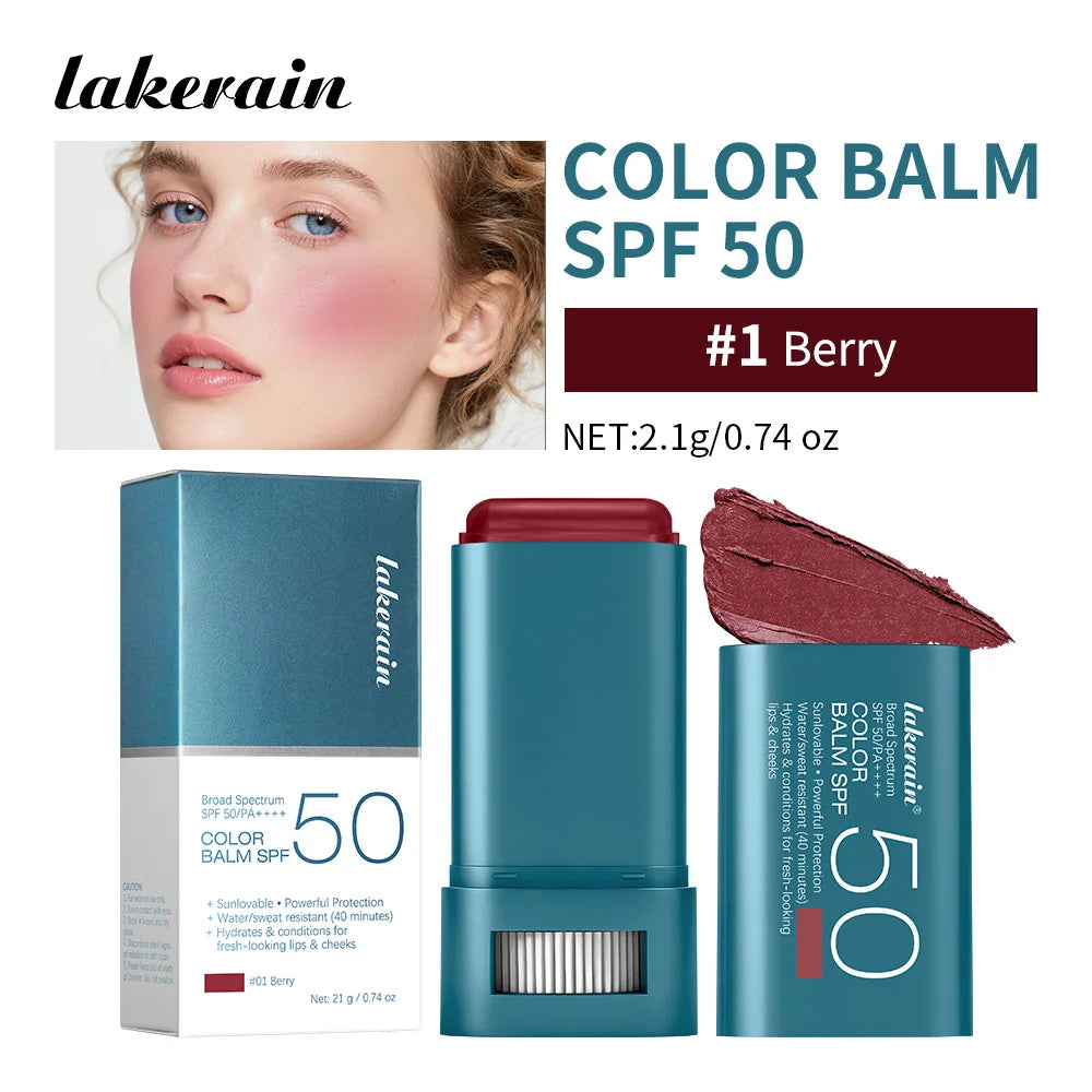 Color Balm SPF 50 Tinted Sunscreen Blush Stick for Glowing Cheeks and Natural Face Makeup