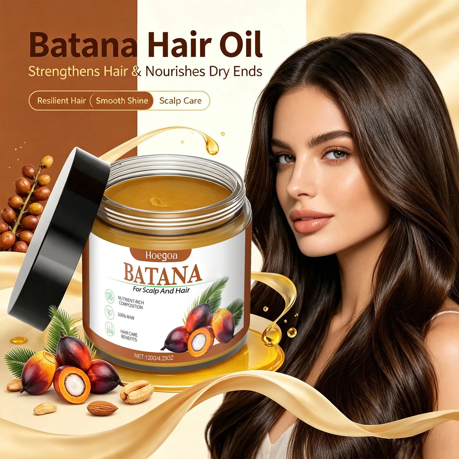 Batana Hair Mask Repair Split Ends for Dry Damaged Hair Scalp Nourishing Hair Care Treatment - 3