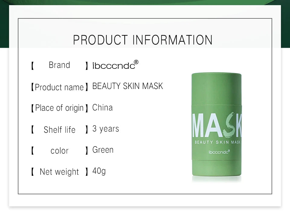 Green Tea Cleansing Stick Deep Moisturizing Oil Control Mask for Unisex Whole Face Treatment - 8