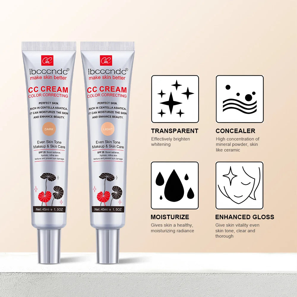 Color Correcting CC Cream and Sunscreen Blush Stick Set for Daily Face Makeup Routine