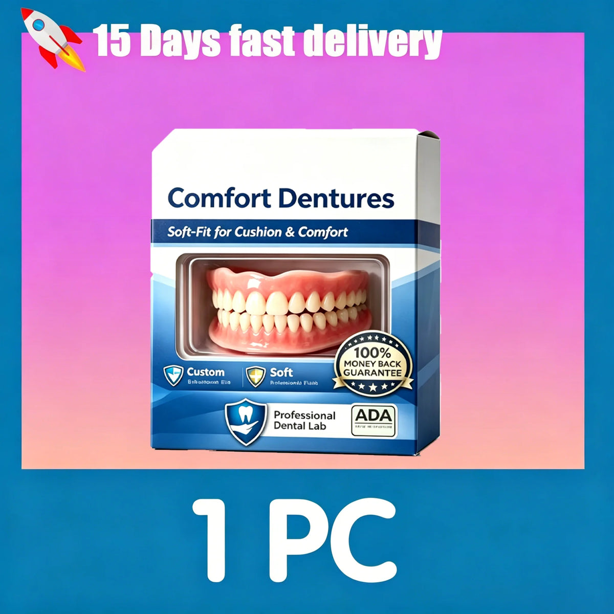 Soft Silicone Snap On Dentures Natural Teeth Instant Comfort Fit for Adults Everyday Use