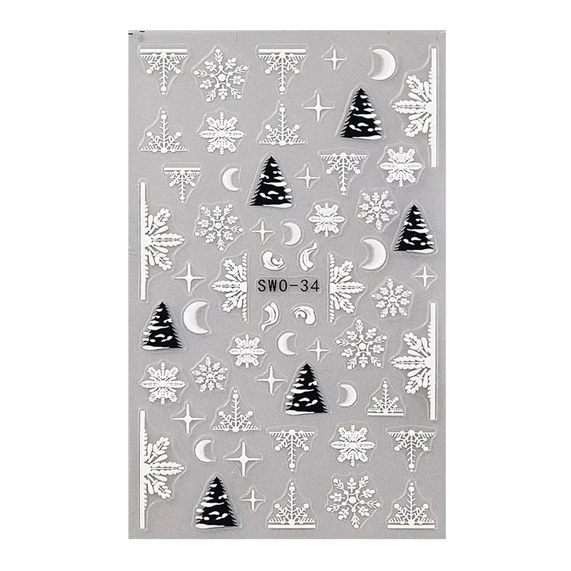 Christmas Nail Stickers Self Adhesive Art Decals for Winter Manicure Holiday Decoration