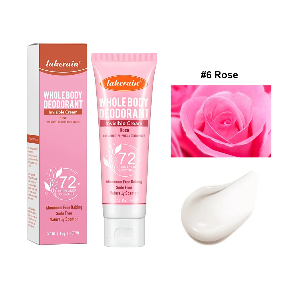 Body Deodorant Cream Long Lasting Odor Control Invisible Formula for Women and Men Daily Use