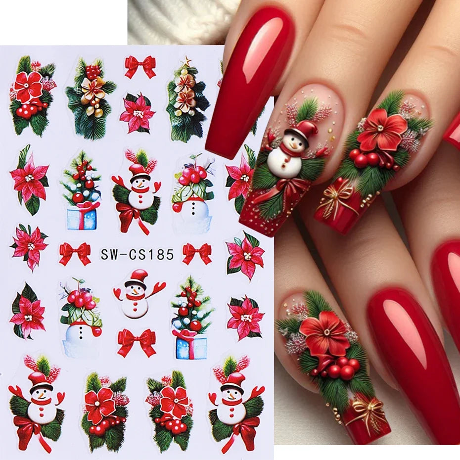 Christmas Nail Stickers Winter Decals for Salon Manicure and Home Holiday Decoration