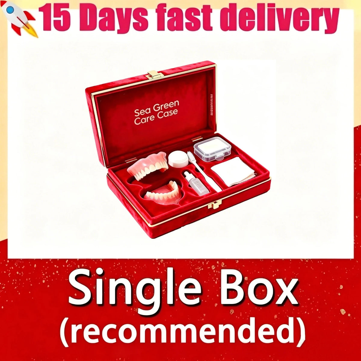 Comfort Silicone Dentures Set with Care Case for Adults at Home for Daily Dental Hygiene