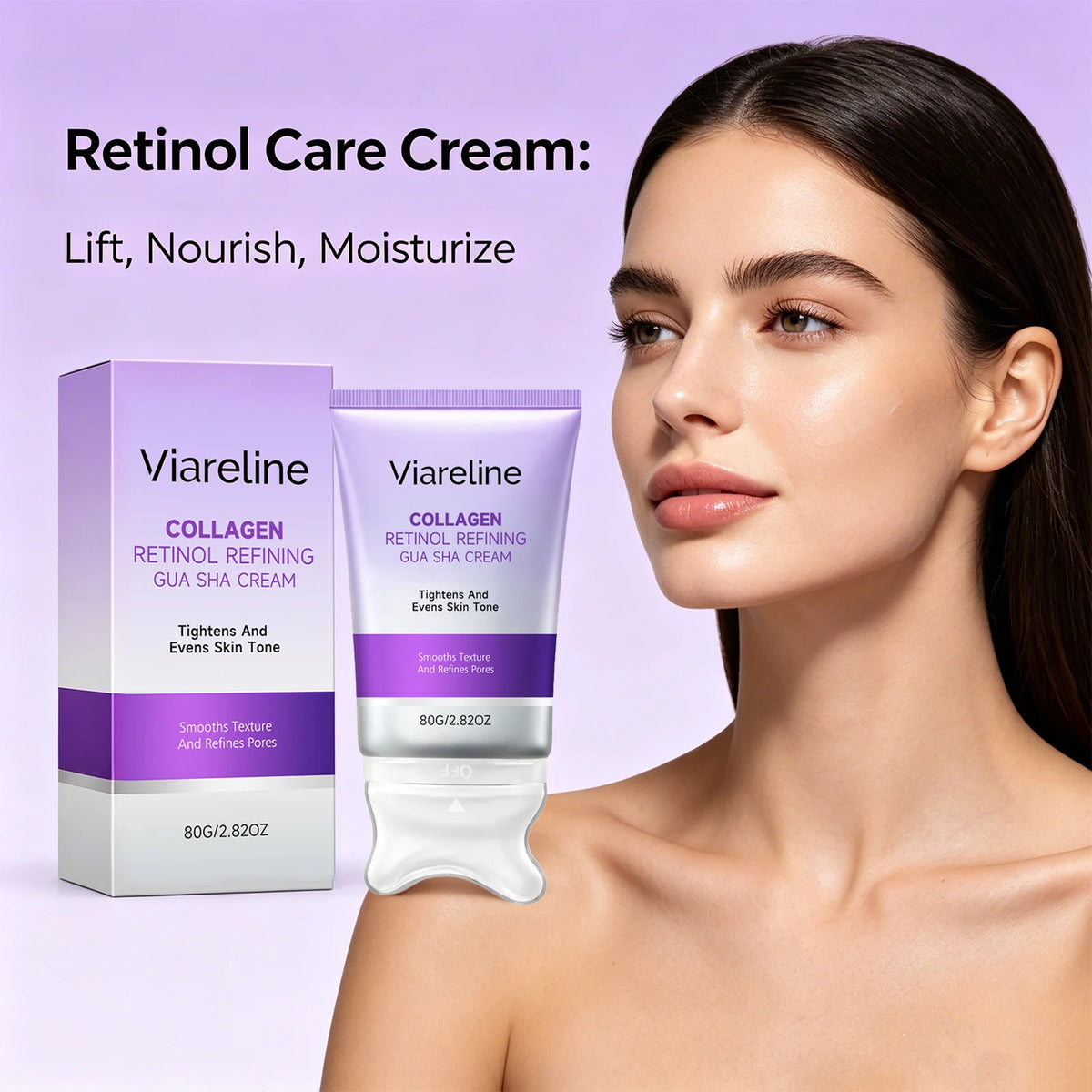 Collagen Retinol Gua Sha Cream Firming Lifting Skincare for Women and Men Daily Facial Routine