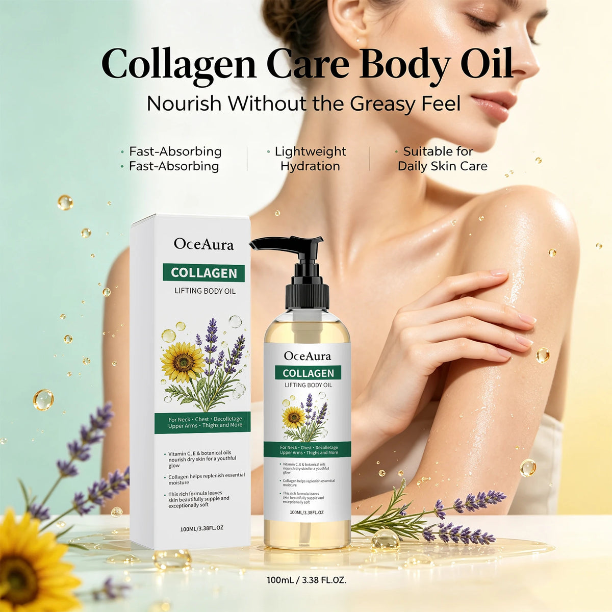 Collagen Body Oil Nourishing Hydration for Dry Skin Women and Men Daily Body Care Routine