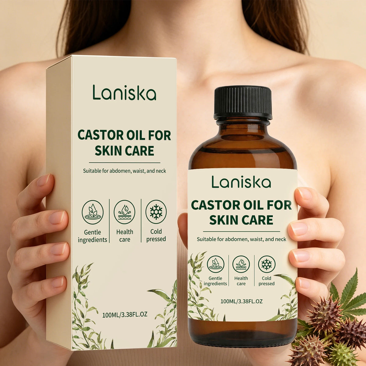 Cold Pressed Castor Oil Moisturizing Skin Elasticity Massage for Women Daily Body Care