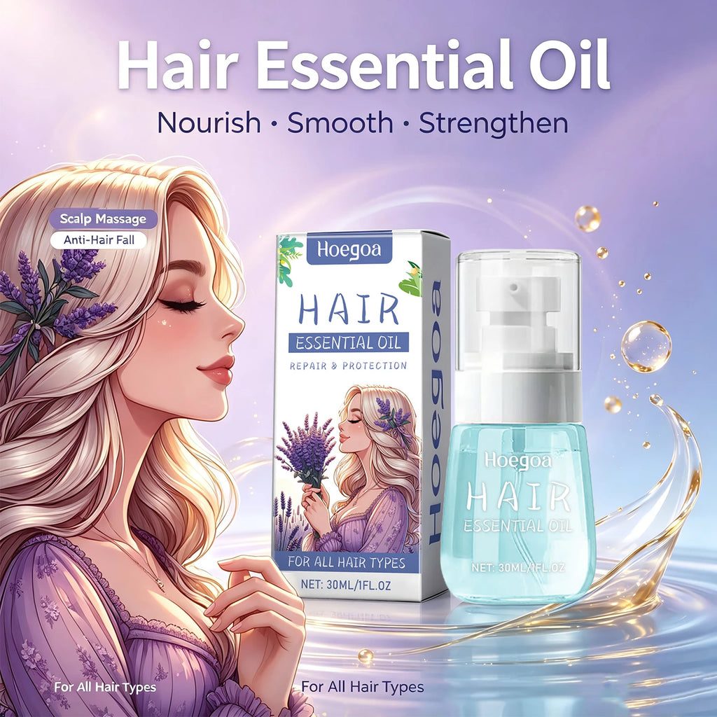 Lavender Hair Essential Oil Repair Anti Frizz Serum for Dry Damaged Hair and Healthy Scalp Roots