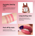 Peel Off Lip Stain Waterproof Matte Lipstick Long Lasting Tint for Women Daily Wear