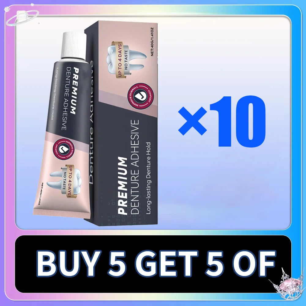 Denture Adhesive Waterproof Zinc Free Long Lasting Strong Grip for Seniors Eating at Home Daily - 8