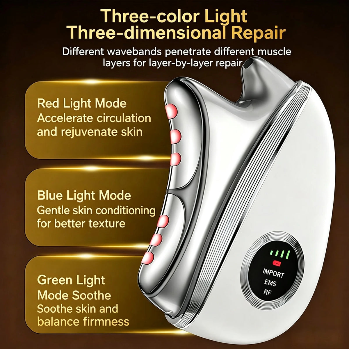3 in 1 Facial Massager LED Light Microcurrent Wand for Women Skin Care and Neck Firming Routine