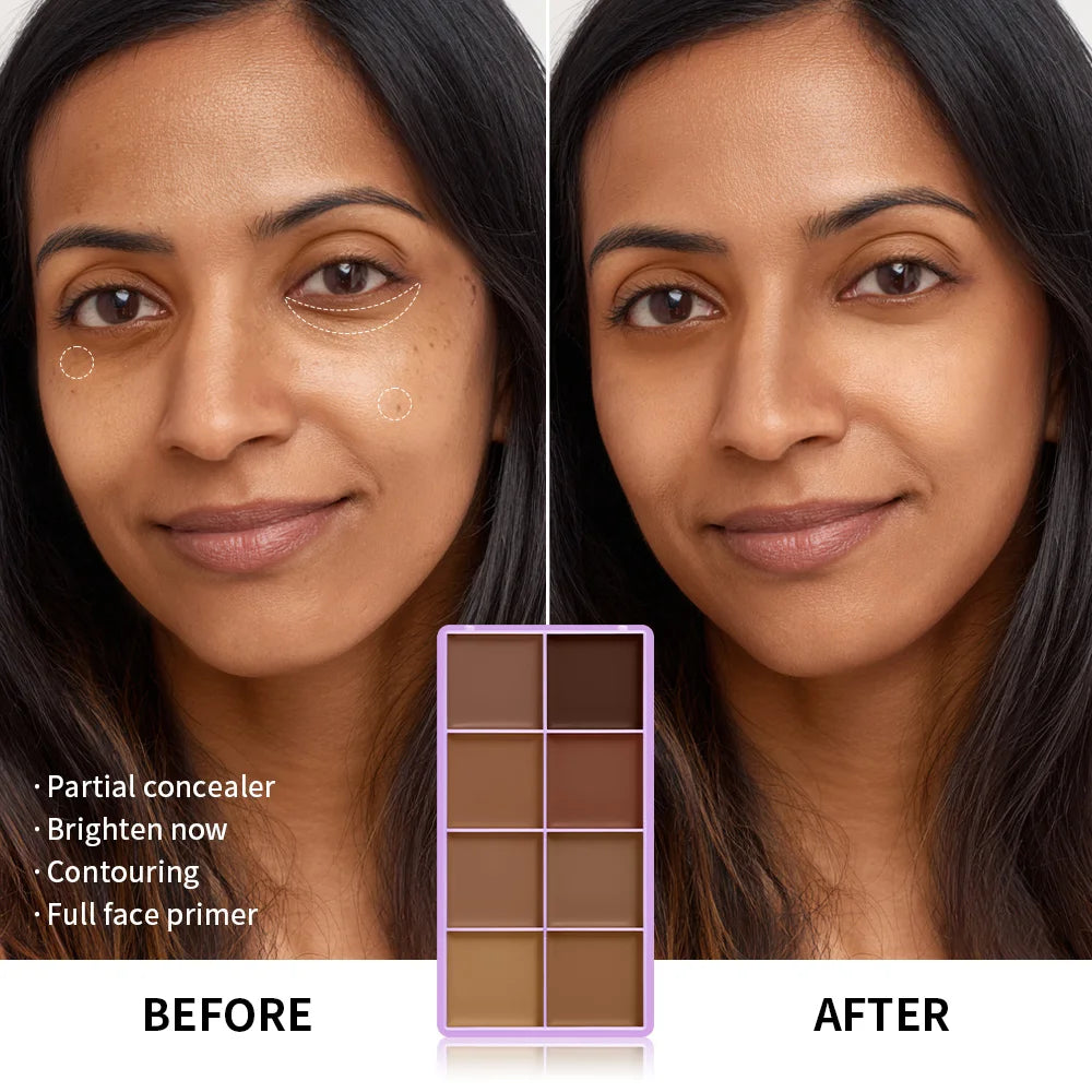8 Shade Cream Concealer Palette Soft Matte Contour for All Skin Types Daily