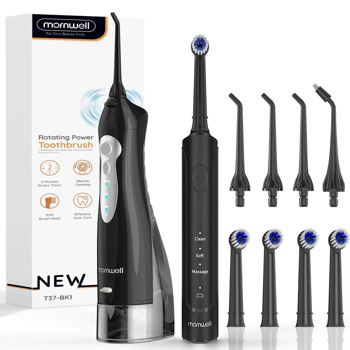 Electric Toothbrush Water Flosser Combo Rechargeable Oral Irrigator for Adults