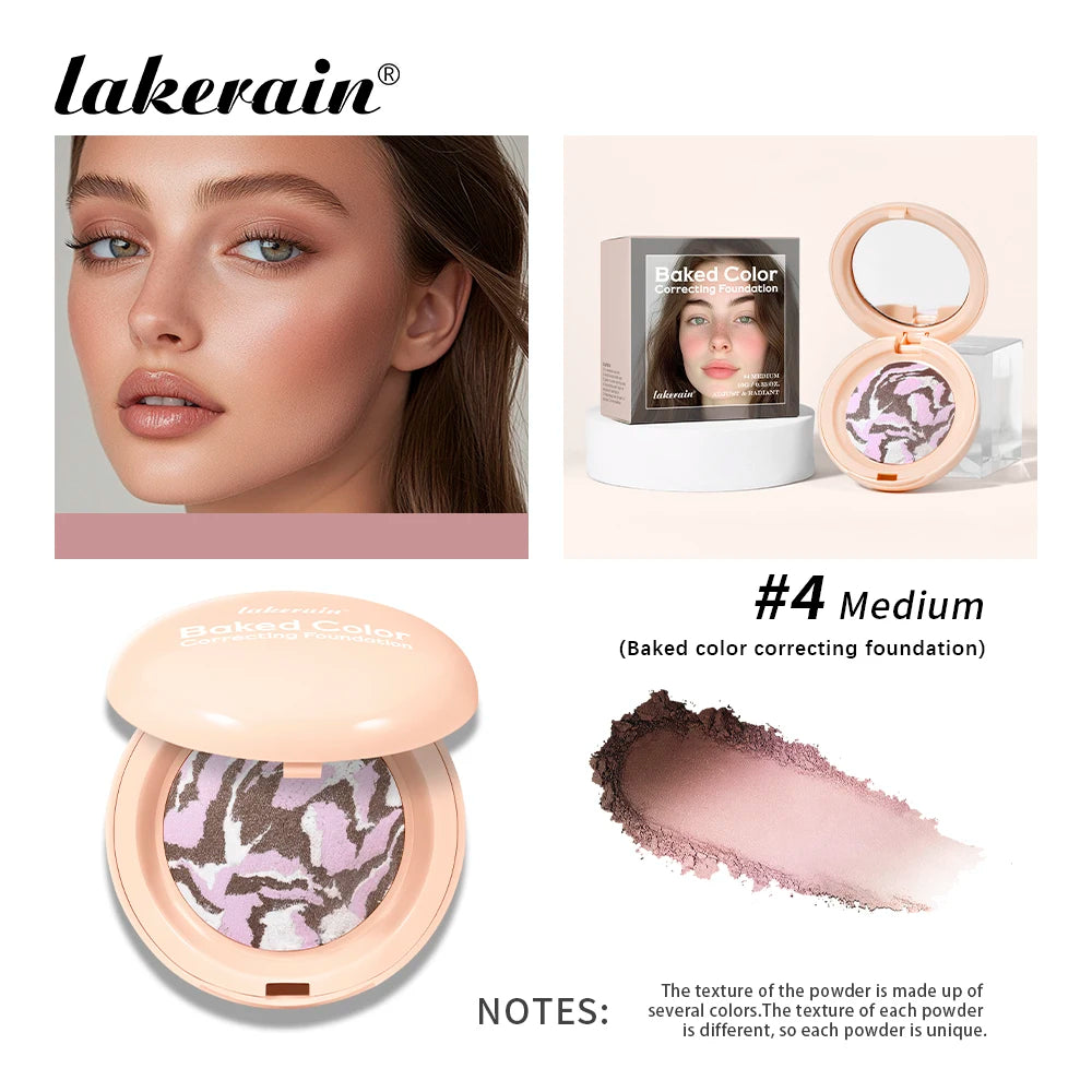 Baked Color Correcting Foundation Pressed Powder Palette for Daily Makeup Face Finishing