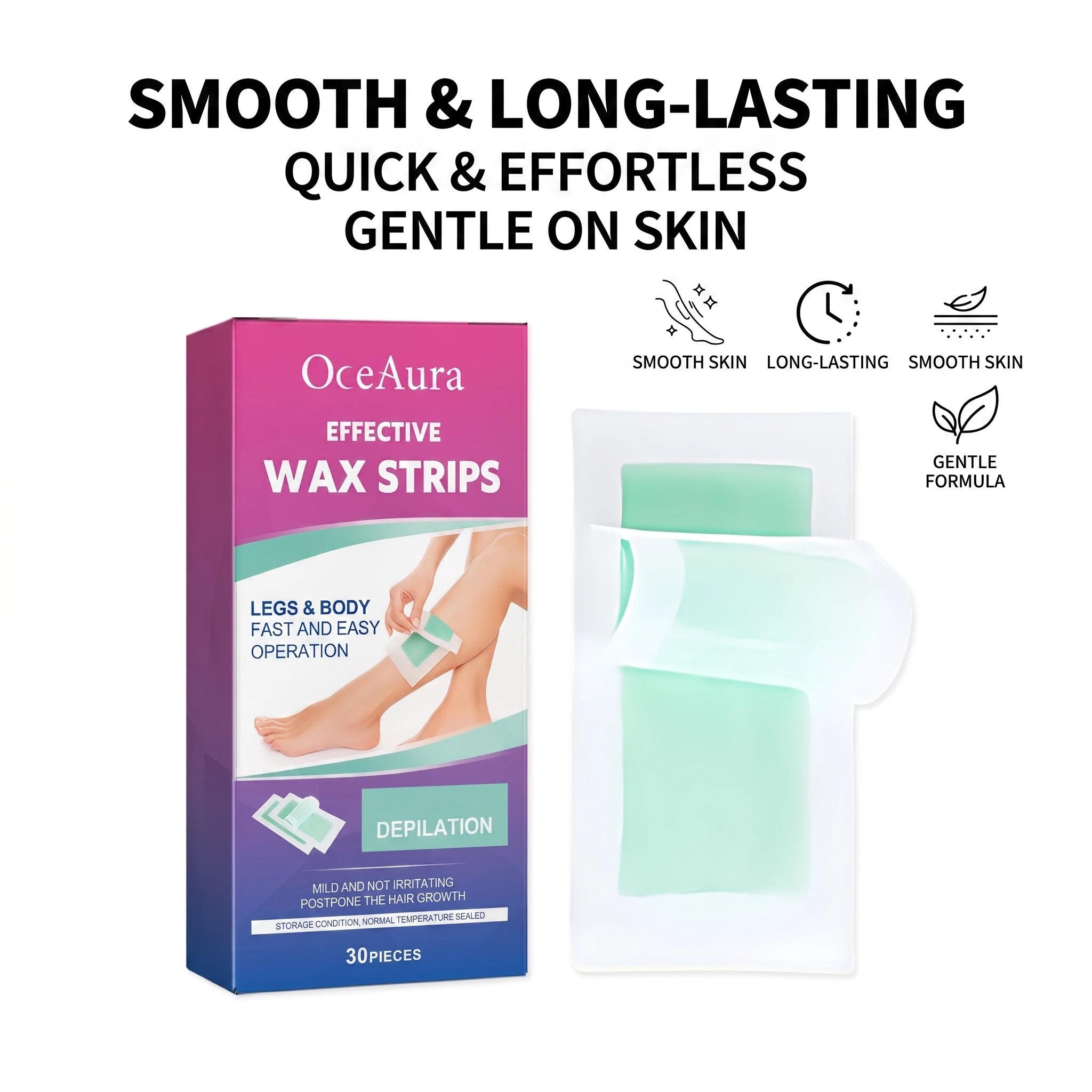 Depilatory Wax Strips Hair Removal for Smooth Skin Legs and Underarms at Home SPA Experience - 5