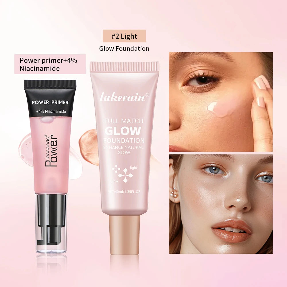 Power Primer and Glow Foundation Makeup Set for Radiant Skin for Women Daily Makeup Routine - 1