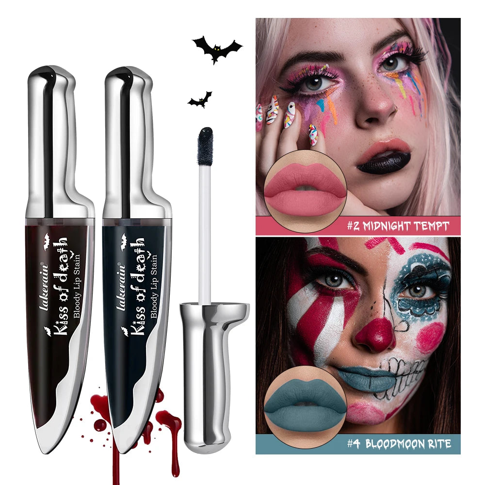 Bloody Lip Stain Liquid Lipstick Waterproof Long Lasting for Halloween Party and Gothic Makeup