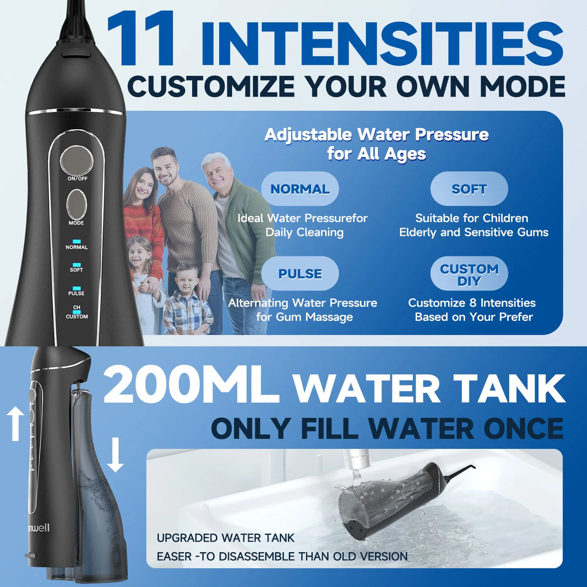 Water Flosser Portable Oral Irrigator Cordless Teeth Cleaner for Home and Travel