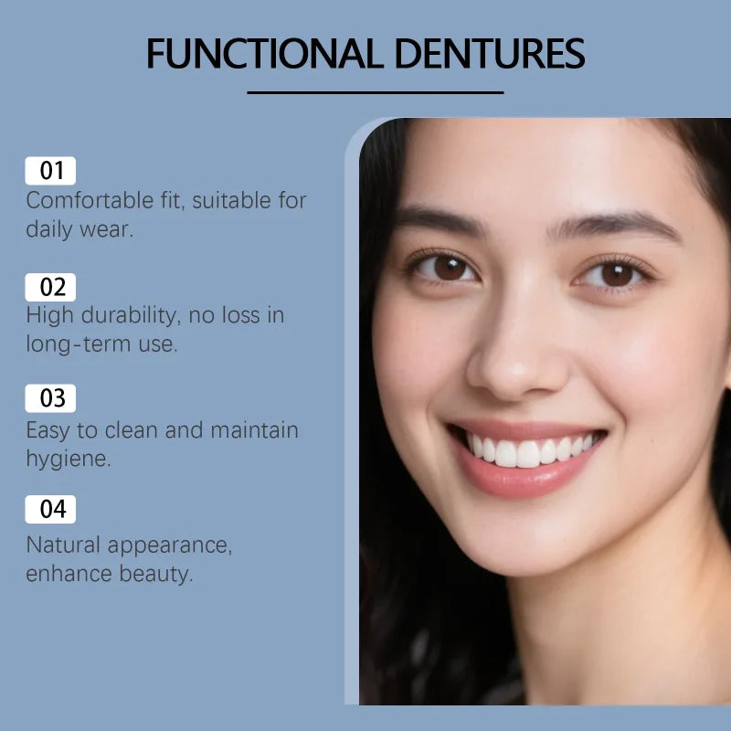 Temporary Denture Set Cosmetic Teeth for Missing Gaps and Perfect Smile for Men and Women