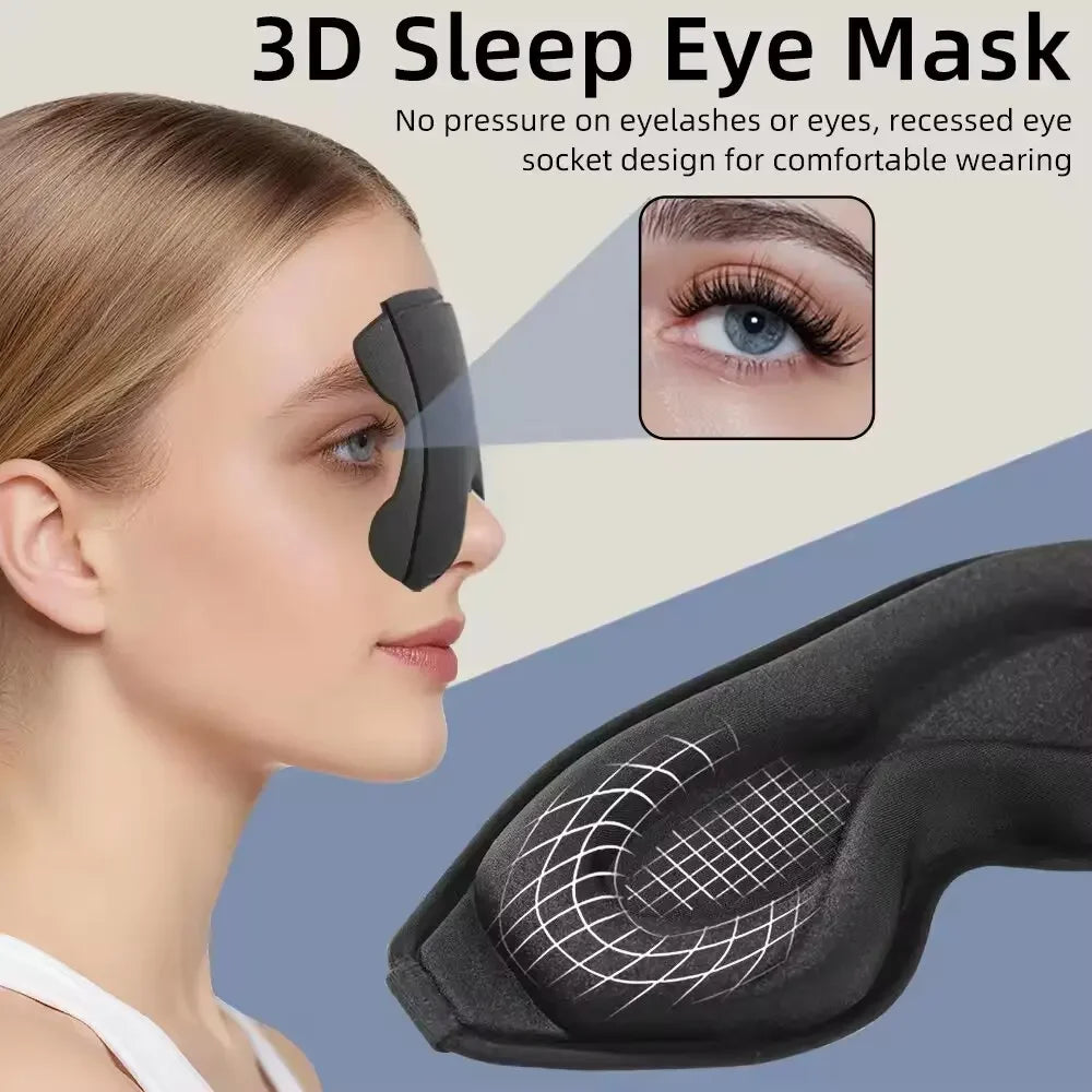 3D Sleep Mask Light Blocking Memory Foam Eye Cover for Travelers at Night