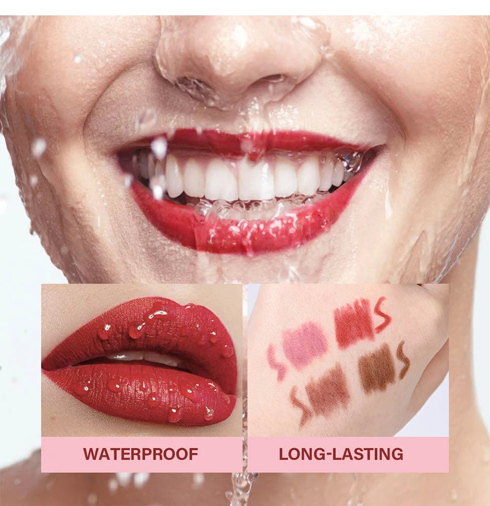 Matte Lip Liner Pencil Waterproof Contour Set for Women to Define Lips at Work or Parties - 12