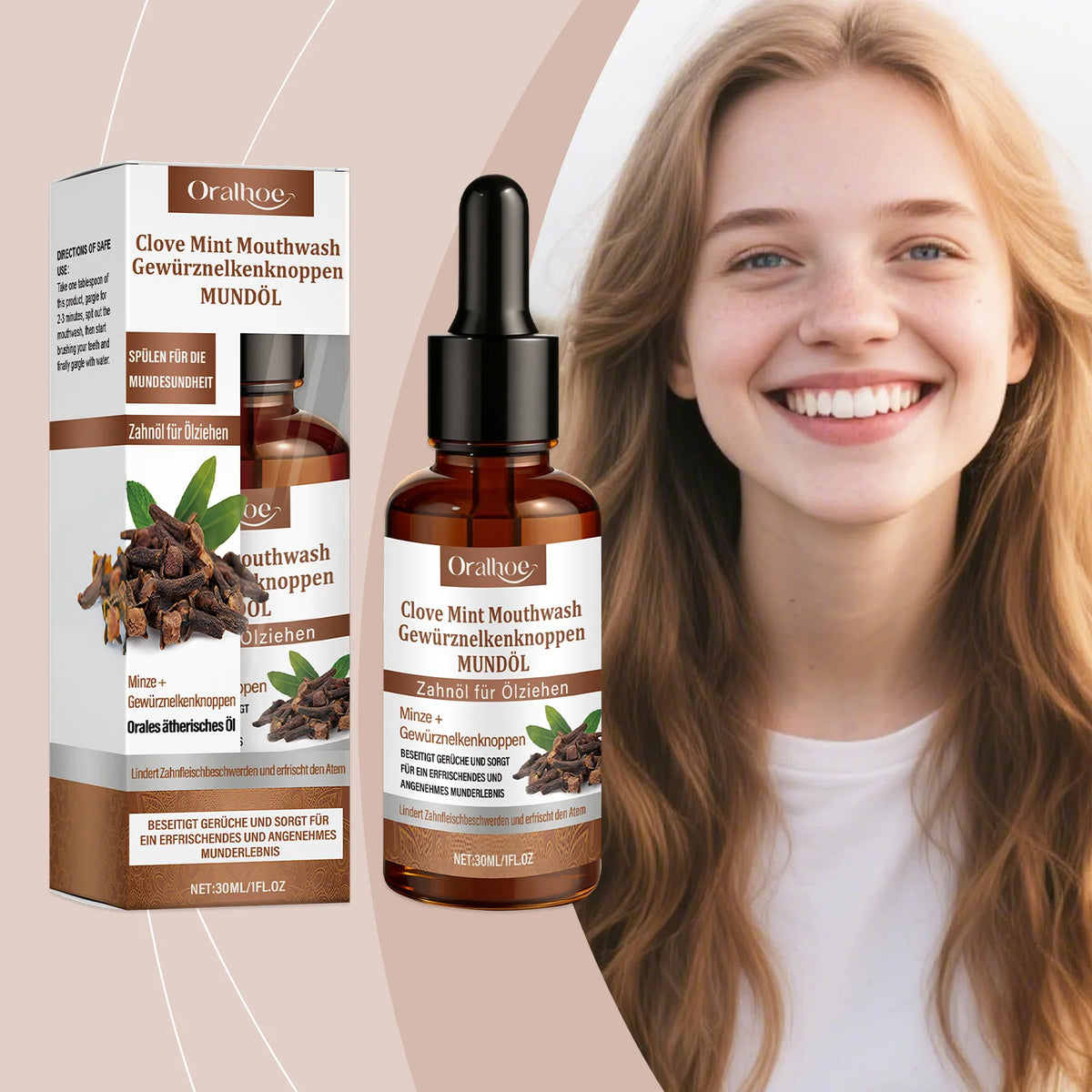 Clove Mint Mouthwash Remove Yellow Teeth Plaque for Daily Oral Care and Fresh Breath