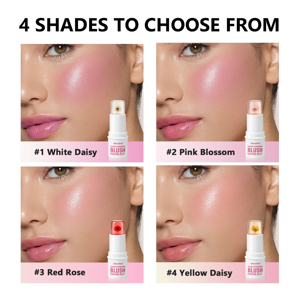 Color Changing Jelly Blush Stick pH Adaptive Hydrating Tint for Lips Cheeks and Eyes Daily