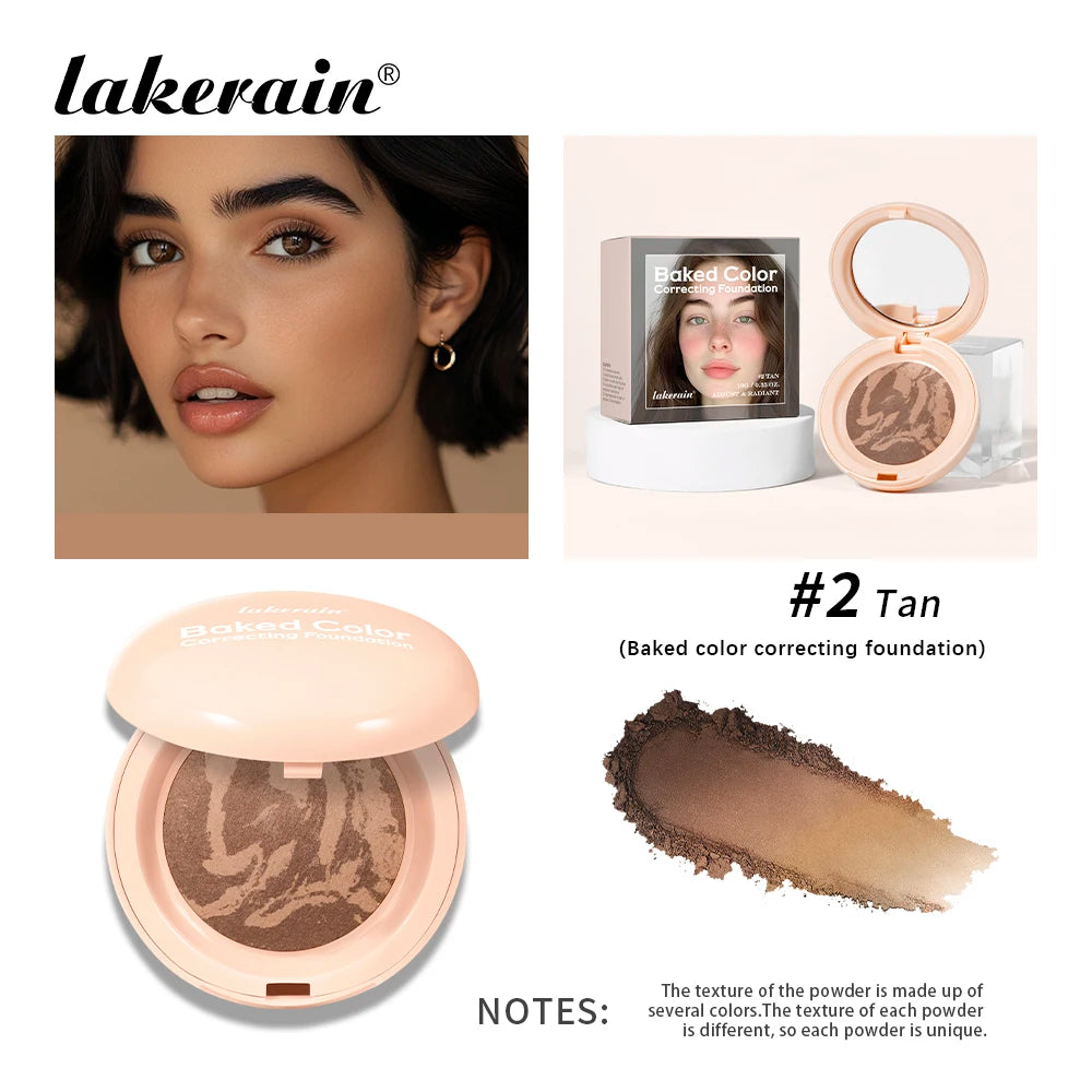 Baked Color Correcting Foundation Pressed Powder Palette for Daily Makeup Face Finishing