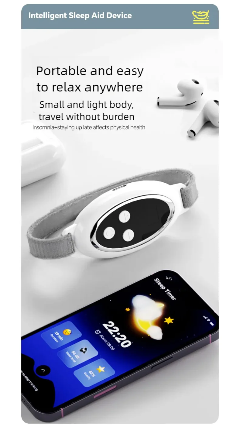 Microcurrent Sleep Aid Device EMS Pulse Massager for Restful Sleep and Anxiety Relief at Home