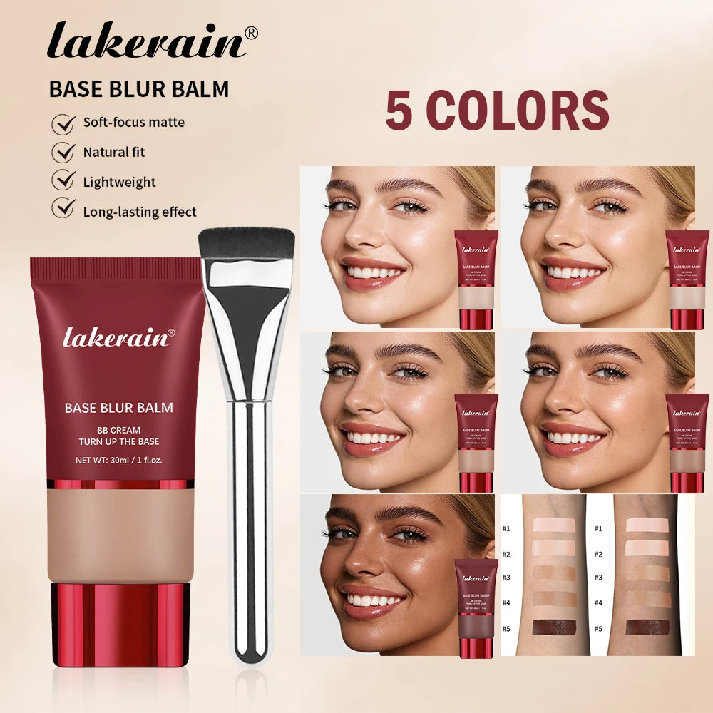 Blur Base Balm with Applicator Brush Pore Minimizing Foundation for Women Daily Makeup