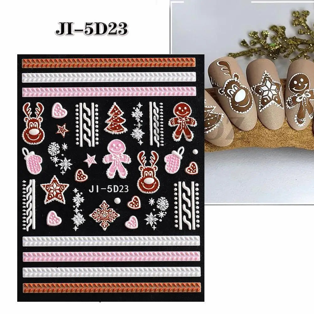 Christmas Nail Stickers Winter Decals for Salon Manicure and Home Holiday Decoration