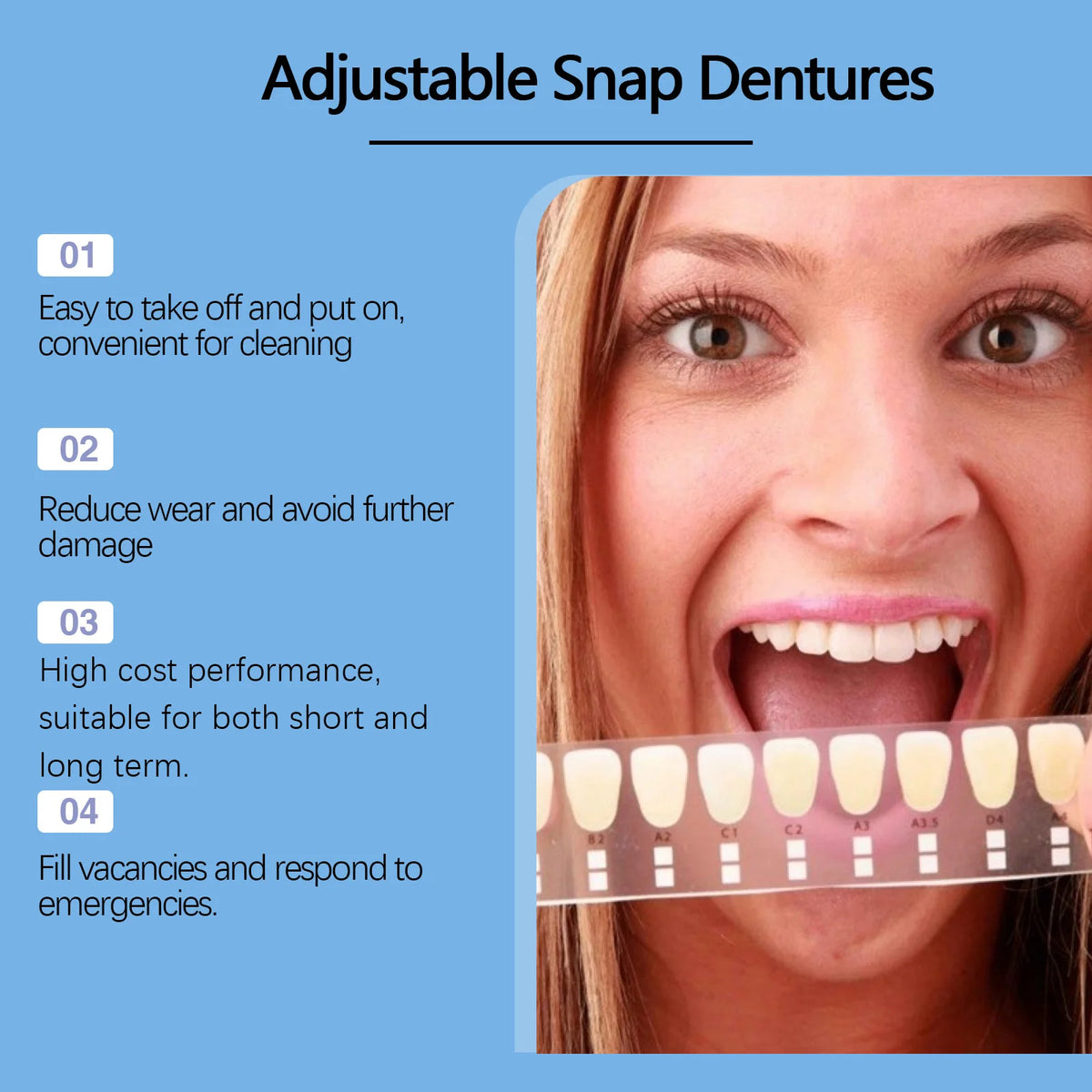 Adjustable Snap On Dentures Missing Teeth Repair for a Confident Smile Daily Use