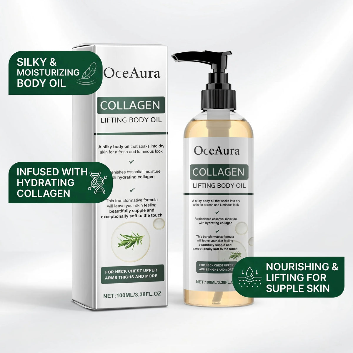 Collagen Body Firming Massage Oil Tightening Hydrating Care for Women and Men Daily Routine