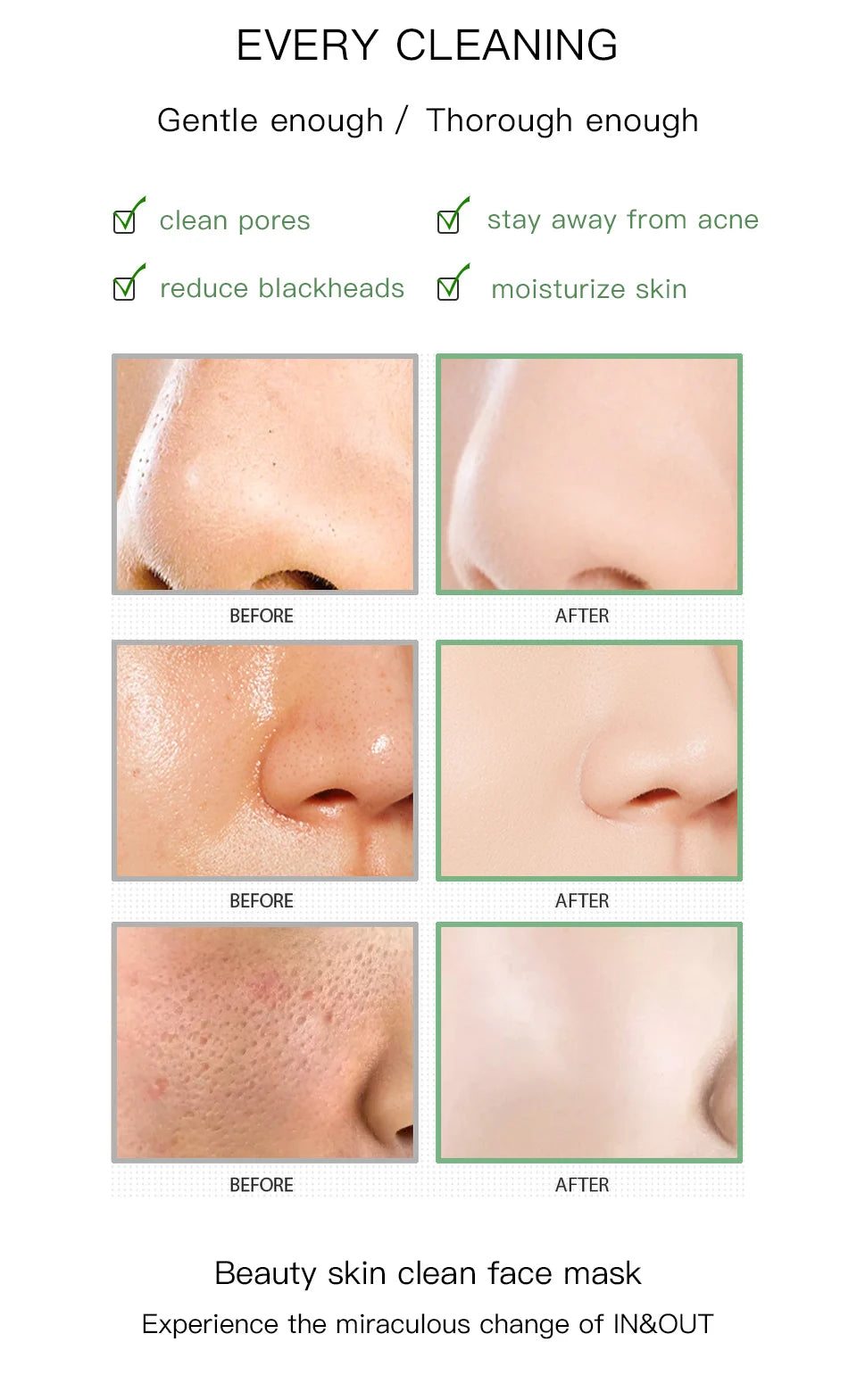 Green Tea Cleansing Stick Deep Moisturizing Oil Control Mask for Unisex Whole Face Treatment