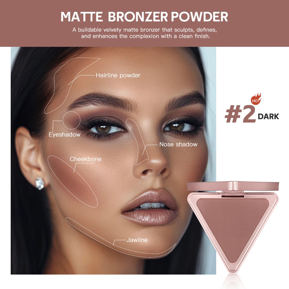 Matte Bronzer Powder Long Lasting Contour Makeup for Face Sculpting and Defined Finish