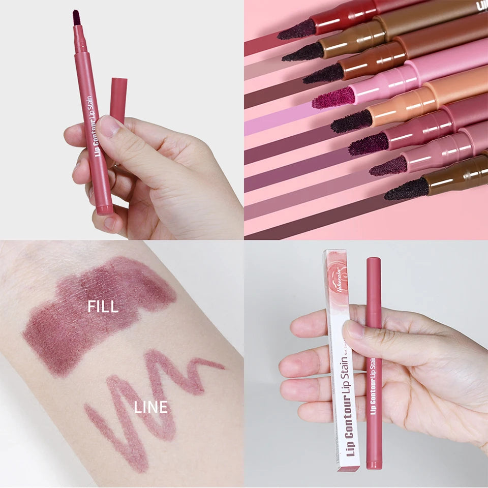 Lip Contour Stain Pen Long Lasting Waterproof Makeup for Daily Beauty and Travel
