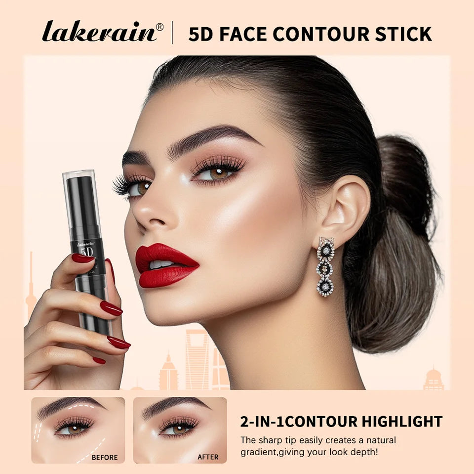 Dual Ended Face Contour Stick Highlighter Waterproof Makeup for Sculpting and Daily Beauty