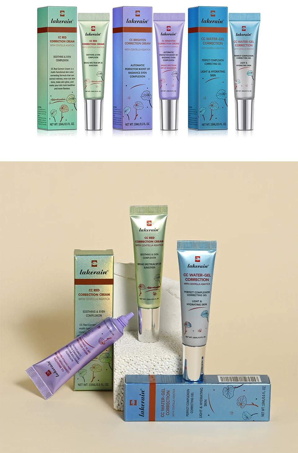 CC Water Gel Correction Cream Hydrating Foundation for Natural Glow and Daily Face Makeup